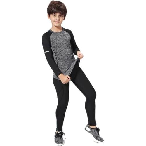 New Childrens Thermal Underwear Set Running Warm Base Layer Compression Tights Quick Dry Fleece Long Johns Boy Rashgard Kit