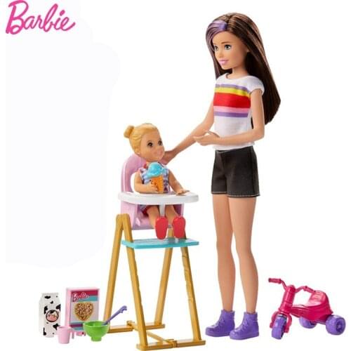 Original Barbie Accessories Dolls Babysitting Barbie Toys for Girls Baby Toys Care Feeding Toddler Bonecas Dolls Children Gifts