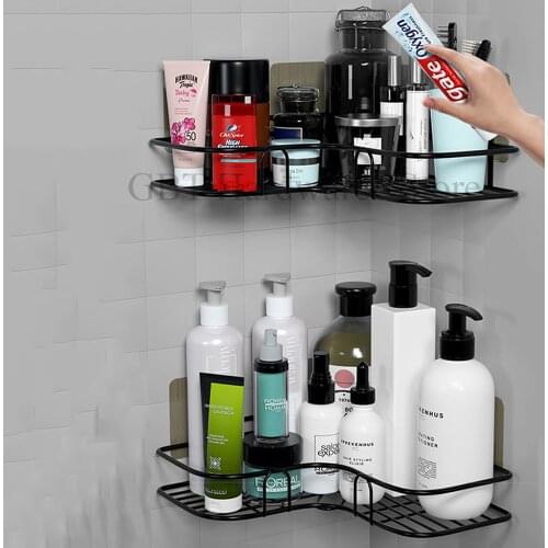 Kitchen Storage Bathroom Accessories Shelf Shower Wall Mount Shampoo Storage Holder With Suction Cup No Drilling Desk organizer