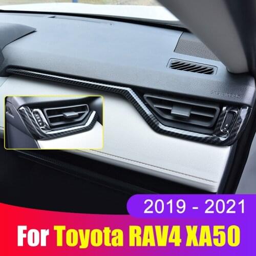 Car Central Control Decorative Strip Cover For Toyota RAV4 RAV 4 2019 2020 2021 XA50 ABS Carbon Fiber Interior Accessories