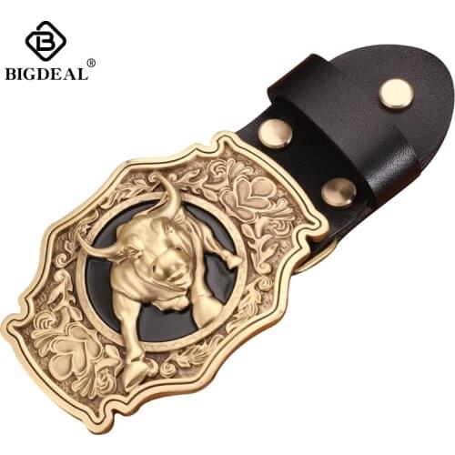 Retail New Style High Quality 3D Bull Solid Brass Men Belt Buckle With 85*61mm 141g Metal Cowboy Belt Head For 3.8cm Wideth Belt