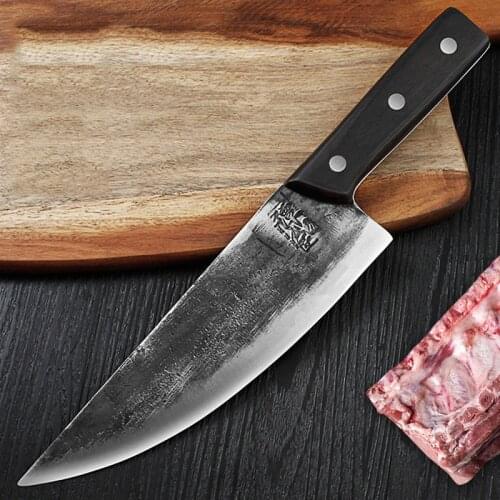 Handmade Forged Butcher Slaughter Chef Knives Meat Cleaver with Ebony Handle Forged Steel Kitchen Boning Knives Cooking Tool