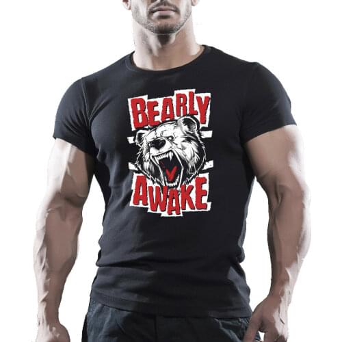 Unique Bearly Awake Bodybuilding Motivation MMA Beast Gym Workout T-Shirt. Summer Cotton O-Neck Short Sleeve Mens T Shirt New