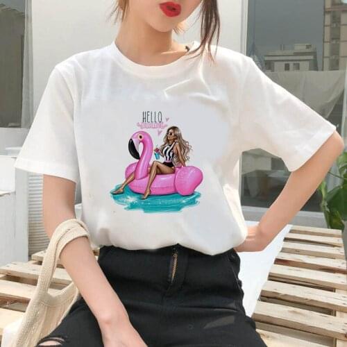 Women Fashion Soft Casual White T shirts Tops Fashion Girl summer printed leggings 2021 T-shirt Ms. Nail Polish T-shirt