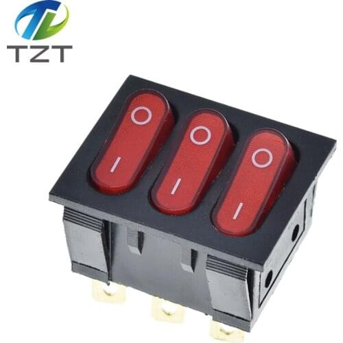 1PCS On-Off KCD3 9Pin Red 16A/250V AC Light Boat Car Rocker Switch KCD3 Triple Light Switch Button KCD3-303