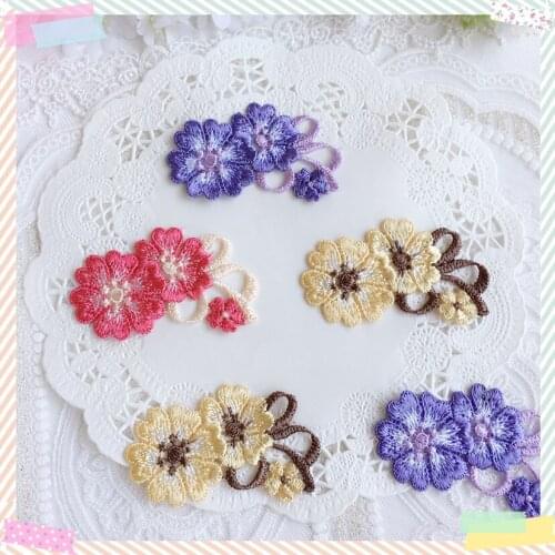 10Pcs Purple Rose Yellow Embroidered Daisy Flower Appliques Garment Accessories Patch DIY Scrapbook Card Craft Decorat