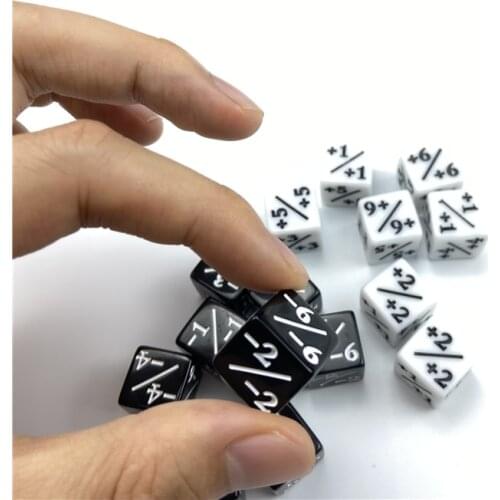 10pcs Dice Counters 5 Positive +1/+1 & 5 Negative -1/-1 For Magic The Gathering Table Game Funny Dices White Black Teaching