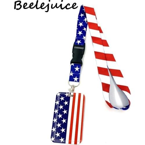 12sets America Flag ID Card Students Work Name card Holder Pass Gym Badge Kids Holder Jewelry Accessories Decorations Gifts