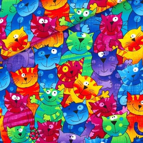 108cmx100cm Cotton Woven Fabric for textile, pathwork, cloth - Lovely cats (170g/m)