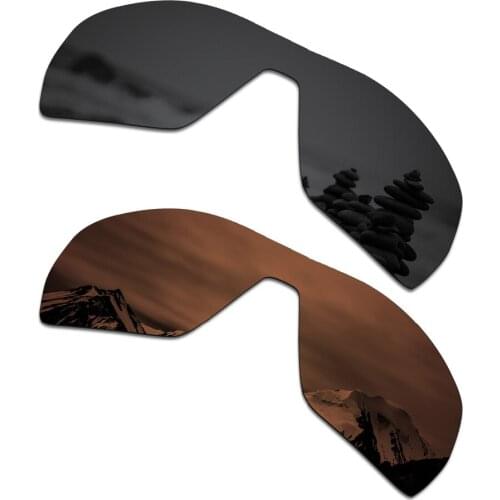SmartVLT 2 Pieces Polarized Sunglasses Replacement Lenses for Oakley Offshoot Stealth Black and Amber Brown