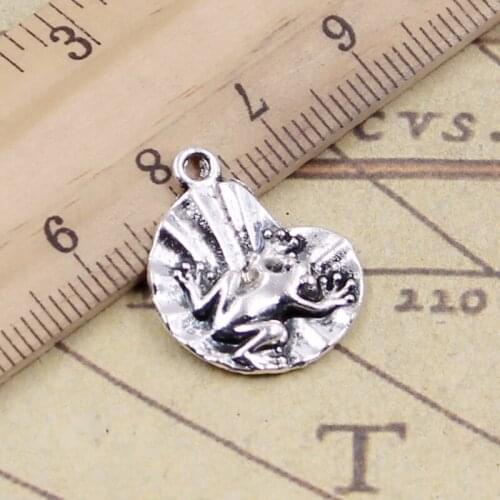 20pcs Charms Frog On Lily Pad 18x17mm Tibetan Bronze Silver Color Pendants Antique Jewelry Making DIY Handmade Craft