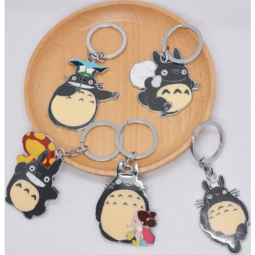 2021 Cute Totoro Animal Keyring Fur Men or Women Keychain Women Trinket Metal Key Chains Car Bag Pendent Charm Birthday Gift