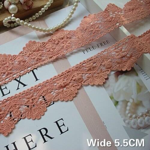 5.5CM Wide Exquisite Pink Guipure Cotton Lace Tirm Applique Collar Neckline Dress Garment Curtains For Sewing DIY Decor Ribbon