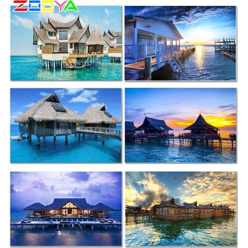 5D Diy Special Shaped Seaside Diamond Painting Scenery Diamond Embroidery Beautiful Scenery Diamond Mosaic Paintings Decor Er025