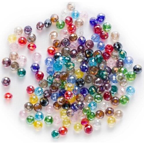50pcs AB Color Round Cut Faceted Crystal Glass loose spacer Beads Jewelry Making DIY Handmade Headwear Bracelet Wholesale 4-8mm