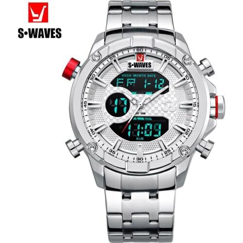 SWAVES Military Wrist Watch Men Water Resistant Sport Luxury Electronic Clock Reloj Hombre Stainless Steel Fashion Men Watches
