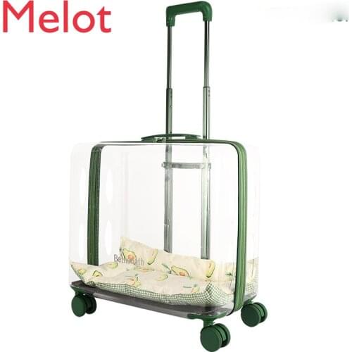 Oversized Transparent Trolley Case Pet Portable Diaper Bag Cat Bag Can Hold Two Large Dog 25 Jin Dogs Convenient Family Gift