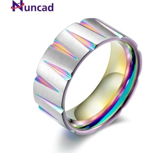 Colorful Brushed Ring New Jewelry Titanium Steel Mens Tapered Ring Good Quality