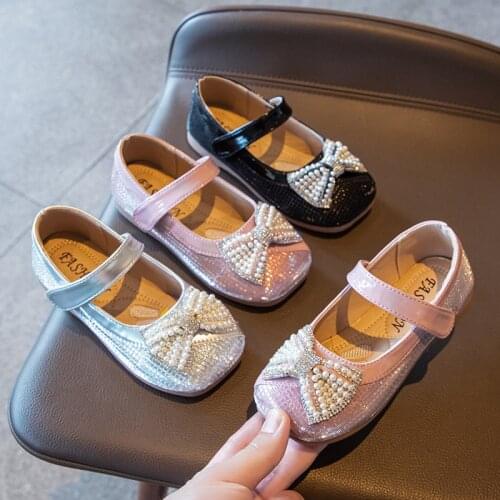 Kids Soft-soled Leather Shoes 2021 Autumn Girls' Shoes Princess Flats Childrens Fashion Flat-heeled Shoes Bow-knot Sweet Cute