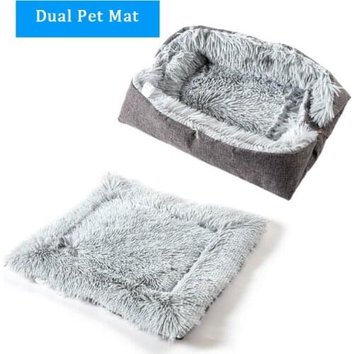Long Plush Super Soft Pet Cat Mat Breathable Dog Blanket Deep Sleep Reversible Double Layer Warm Comfortable Bed Dog Supplies