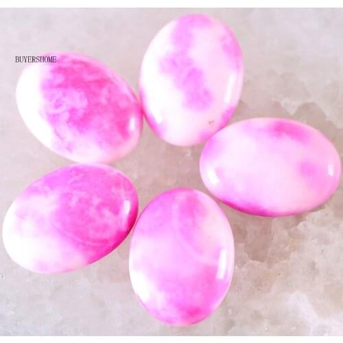 For Jewelry Making Necklace Pendant Bracelet Earrings 22x30MM Oval Natural Stone Bead Pink Jad CAB Cabochon 2Pcs K504