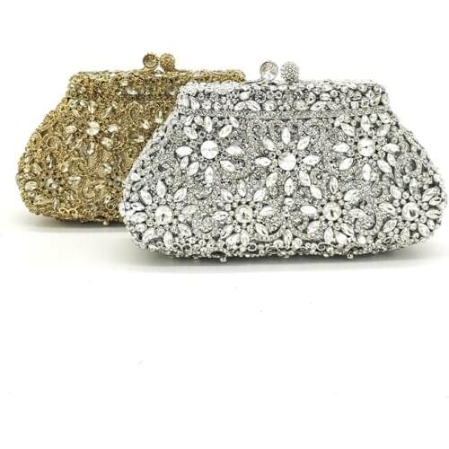 Elegant design clutch women evening party bag diamonds wallet shape crystal purses bridal wedding party crystal clutches