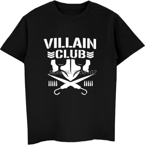 Villain Club T Shirt Njpw Kenny Omega Bullet Young Bucks Mens O-Neck Cotton T-shirts Hip Hop Tees Tops Harajuku Streetwear