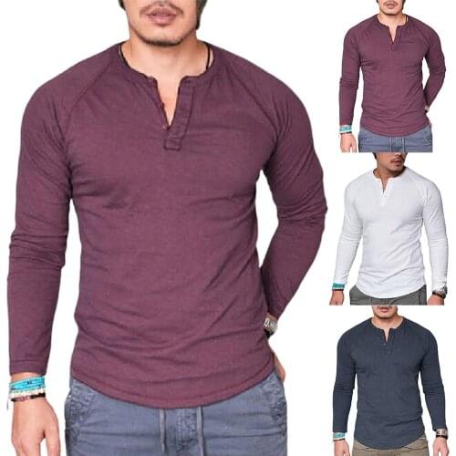 Men Casual Solid Color O Neck Long Sleeve Plus Size Slim Blouse T-shirt Fitness T-shirts Fitness Casual For Male T-shirt Tops