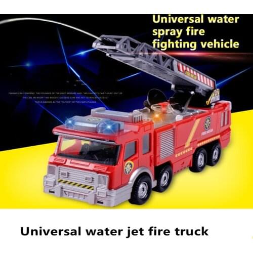 Toy Car Childrens Gift Electric Universal Simulation Fire Truck Fire Toy Boat Light Firetruck Can Spray Water Model Car