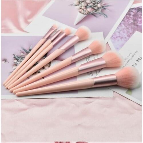 7 Pcs Foundation Concealer Brush Blush Pressed Powder High Light Eye Shadow Eyebrow Makeup Oblique Soft Brush Suits Portable