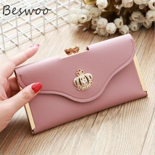 Wallet Women Ladies Crystal Diamond Crown Decorated Long Purse Handbag Female Retro Leather Coin Purses Card Holder Clutch Bag