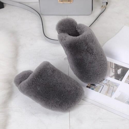 Top Quality 100% Natural Sheepskin Fur Slippers Winter Slippers Women Warm Indoor Slippers Warm Wool Lady Home Slipper Shoes