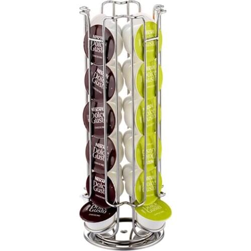 Metal Coffee Pods Holder Iron Chrome Plating Stand Coffee Capsule Storage Rack Dolce Gusto Capsule Free Shipping Kitchen Items