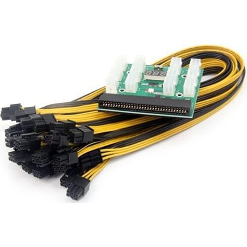 Power Module Breakout Board Kits with 12Pcs 6Pin to 6Pin Power Cable for HP1200W 750W PSU GPU Mining Ethereum ETH