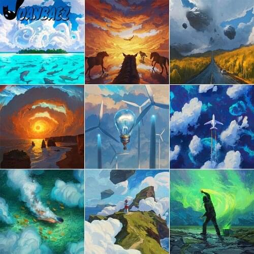 Anime Diamond Painted Landscape Mosaic Kit Cartoon 5D Diy Embroidery Blue Sky Rhinestone Hand-Inlaid Gift Home Decoration