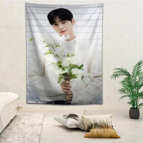 Cha Eun Woo Wall Hanging Tapestry Home Party Decorative Tapestries Photo Background Cloth Table Cloth Wall Tapestry