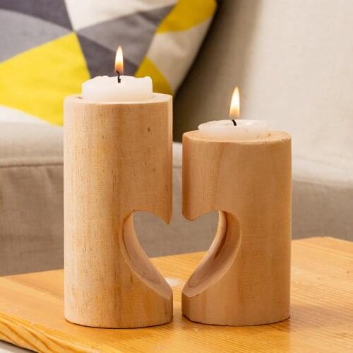 Candlestick and Candle Kit Wood Grain Candle Holder Household Ornaments Desktop Decors for Home Office