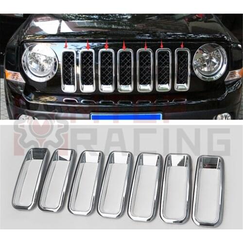 Silver ABS Front Grille Mesh Vent Hole Trims Ring For Jeep Patriot 2011 2012 2013 2014 2015 2016