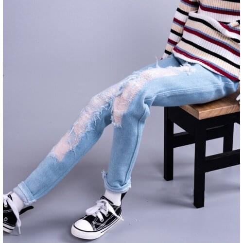 BJD doll suit suitable for 1-3 1-4 Uncle size blue ripped jeans doll accessory