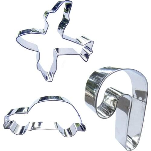 Light Fighter, Classic Cars,Walking Stick shaped 3 piece biscuit cutting molds, baking tools, cake decorating soft candy tools