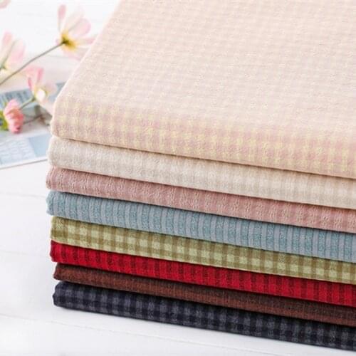 50*140cm Grid Thick Soft Basic Patchwork Japanese Yarn Dyed Cotton Fabric for Sewing Quilt Bag Purse Cloth Material Tissu Tilda