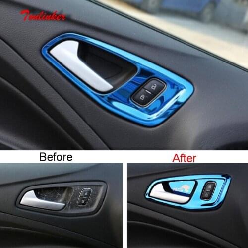 Tonlinker Cover Case Sticker for FORD KUGA 2013-18 Car Styling 4 Pcs Stainless steel Door interior handle Cover case stickers