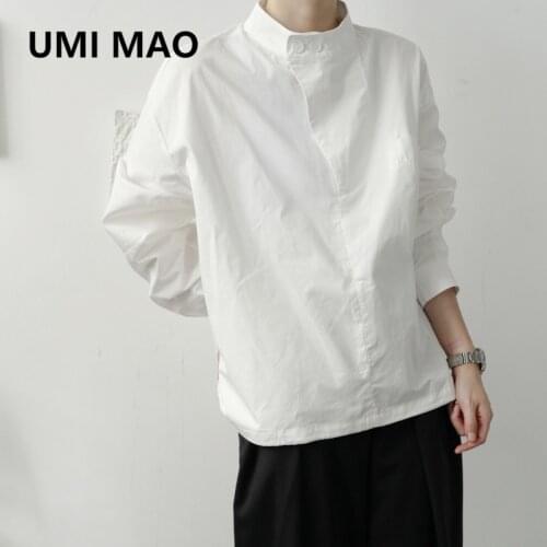 UMI MAO Ins Simple Style Abstinence Stand-up Collar Shirt All-match Temperament Japanese Autumn Loose Casual Men Women