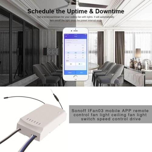 Sonoff IFan03 mobile APP remote control fan light ceiling fan light switch speed control drive