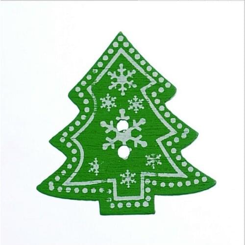 Wb0193 Christmas tree decorative buttons for craft unids 50 green wooden buttons printed 30 mm * 30 mm