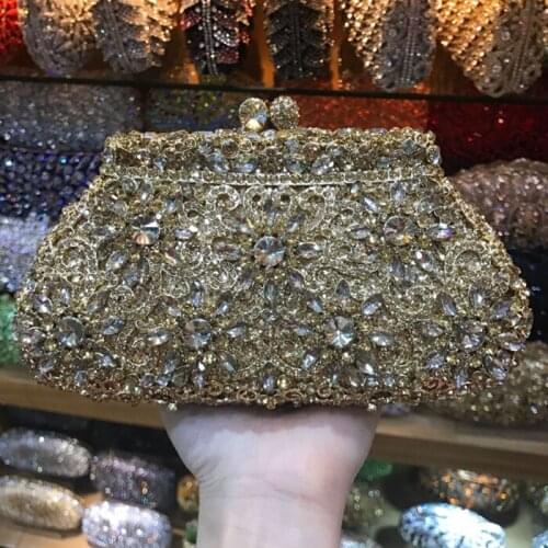 Women Gold Evening Bags Silver Ladies Wedding Clutch Bag Gold Luxury Crystal Party Clutch Purses