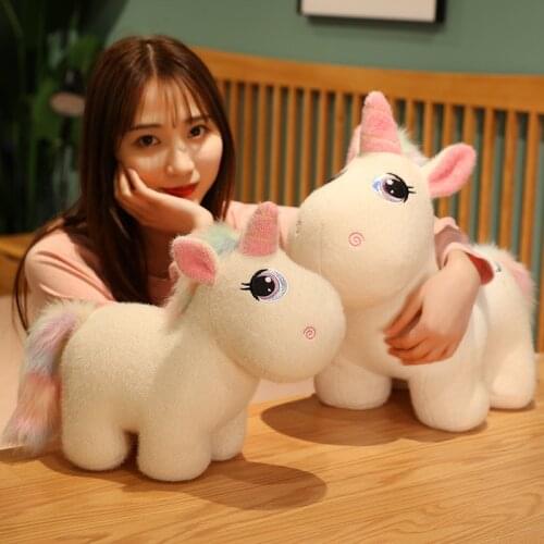 1pc 30/40cm Kawaii Angel Unicorn Plush Toys Stuffed Big Horse Pink Horn Appease Toy Baby Hug Doll Toys For Children Gift