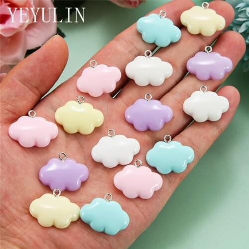 10pcs/lot Solid Color Cute Cloud Resin Charms Pendant For Women Girls DIY Necklace Bracelet Jewelry Making Accessories