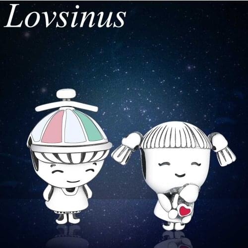 100% 925 Sterling Silver Propeller Hat Boy & Girl & Pigtails Charm Fit Original European Charms For DIY Jewelry Making berloques