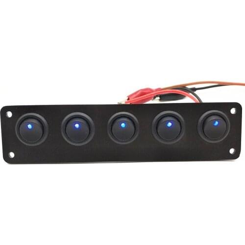 5 Gang 3 Pin Rocker Switch Panel Waterproof On-Off Toggle Switches with Pre-wired for Car Vehicle Trailer Truck SUV Marine Boat